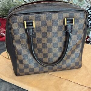 Louis Vuitton Brown and Black Handbag with Gold Accents AUTHENIC